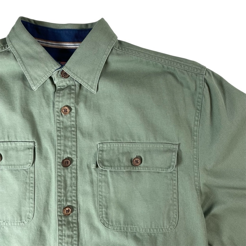 Beau Brummel Green Button-Up Long Sleeve Men’s 100% Cotton Shirt - Large